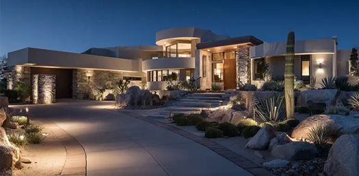 Permanent trim lights and architectural lighting installation on home roofline in Phoenix Arizona